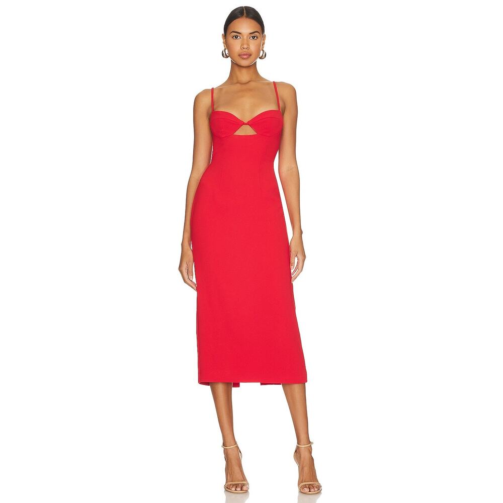 Bardot Red Cutout Midi Dress - Size S (4)